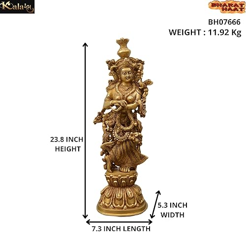 Miniatura 2 de Ídolo Radha grande de latón para el hogar Pooja Puja Mandir, pieza de exhibición, artículo de regalo, arte coleccionable de artesanía, amarillo, 7.3