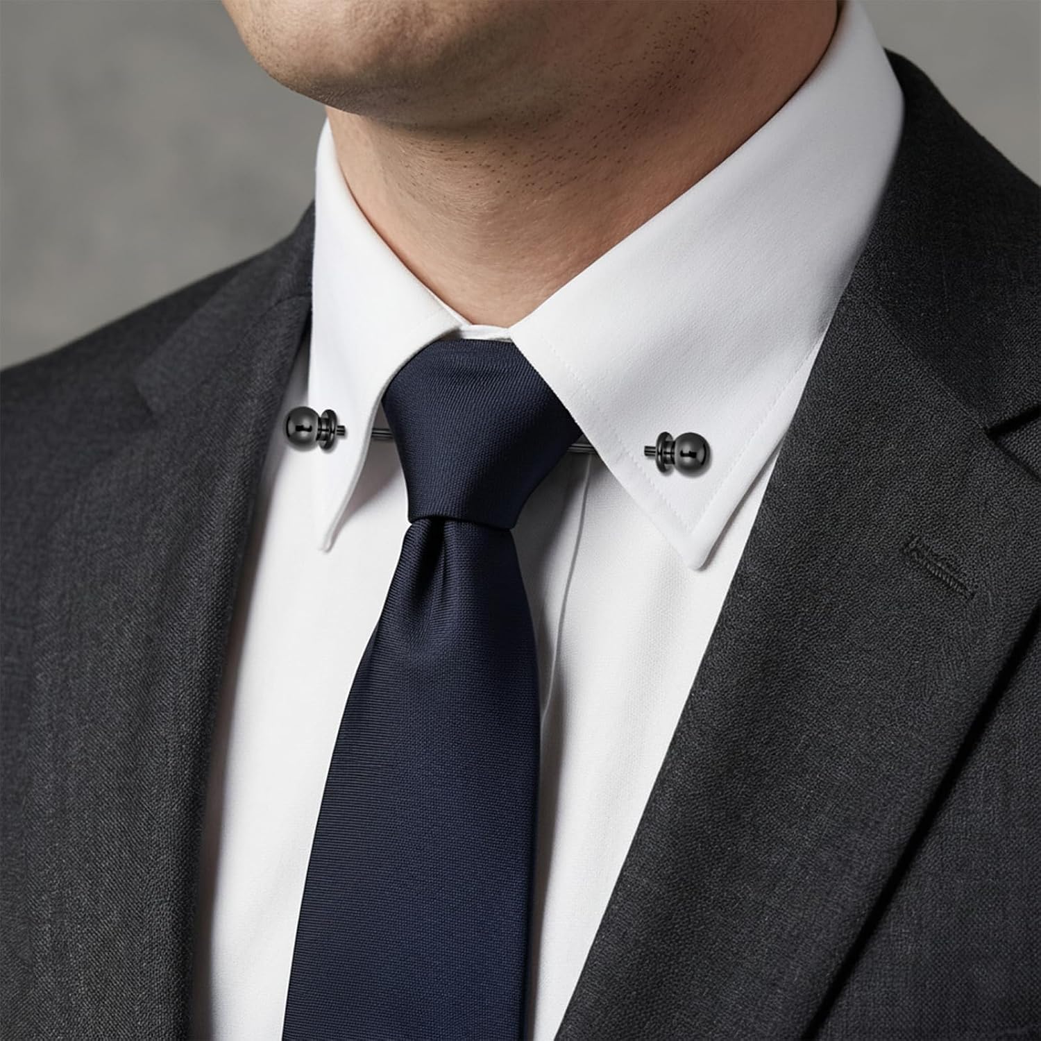 3 PCS Collar Pins for Men Zinc Alloy Shirt Collar Bar Tie Pin Set Collars Clips for Men Dress Shirts Tie Collars Bar Ball Clasp Lapel Stick Brooch for Wedding Business Silver Gold Black