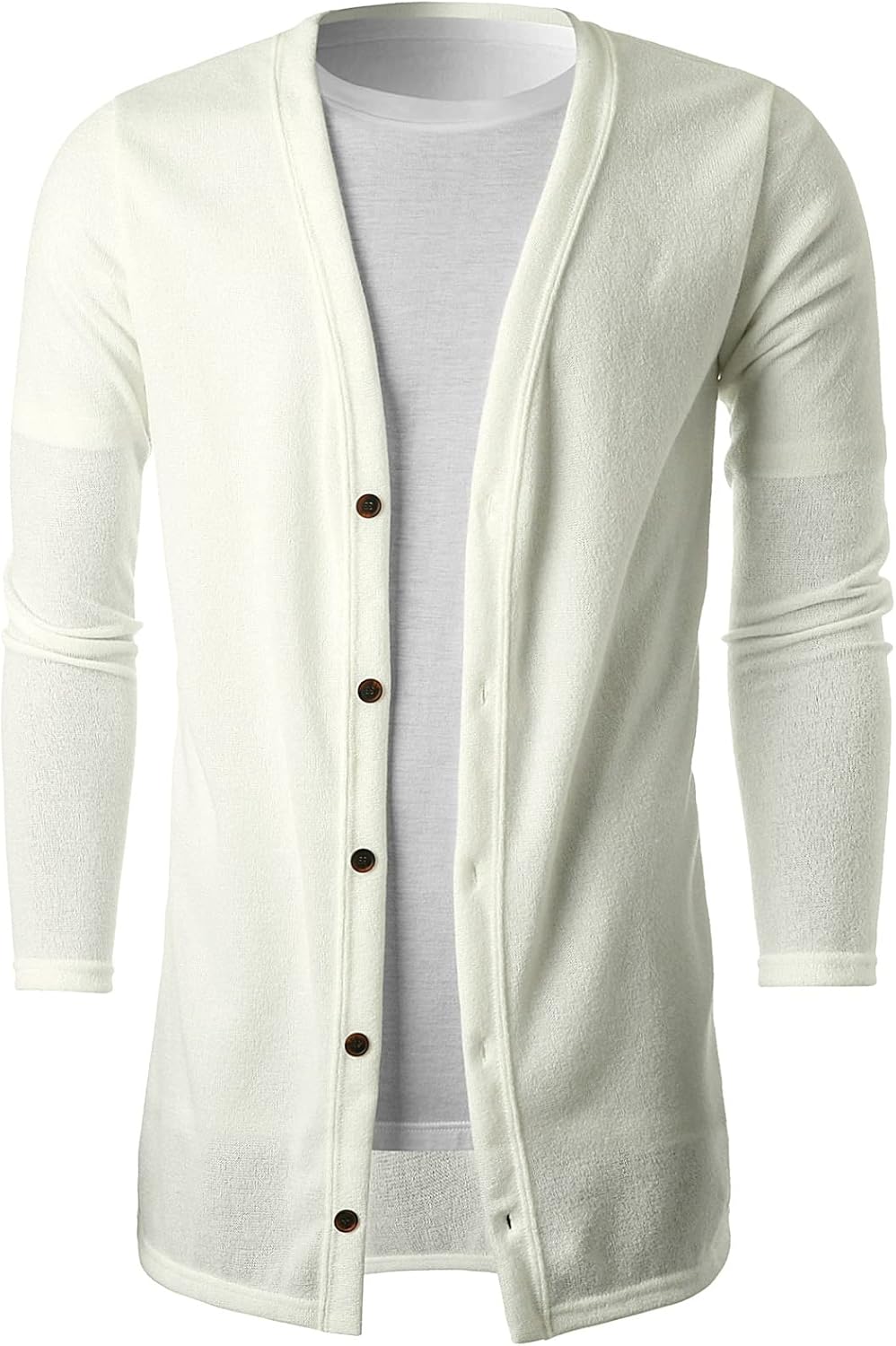 Ohoo Mens Long Sleeve Draped Lightweight Open Front Shawl Collar Longline Cardigan