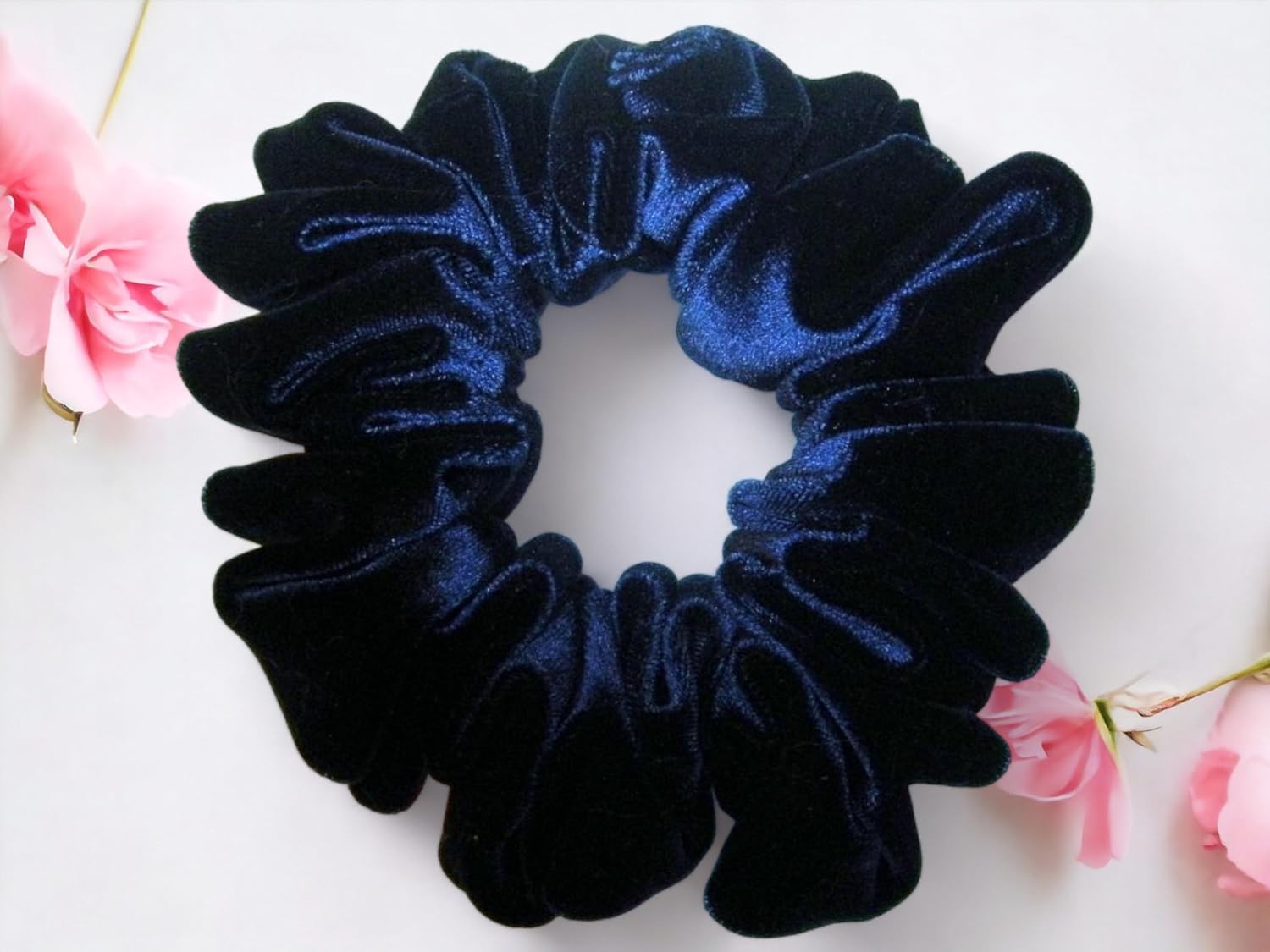Navy Blue Velvet Scrunchies Full
