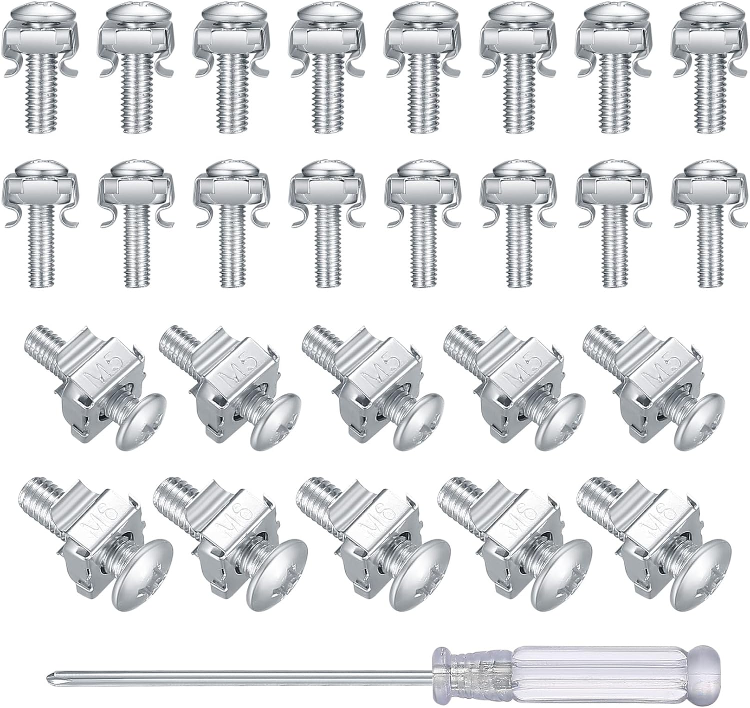 50 Pcs Cage Nuts, and Bolts Set, M5*20mm/M6*20mm Mount Rack Server