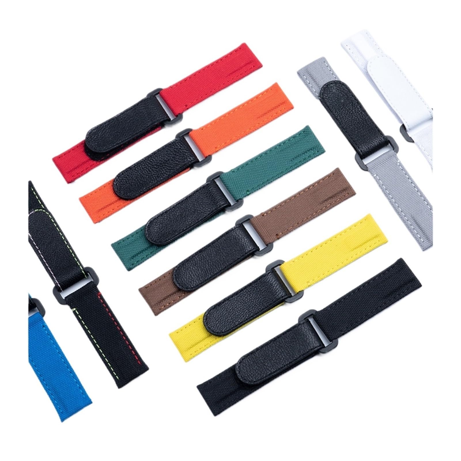 Run Ken Bracelet de montre ajustable en nylon, tissu et cuir, 20 mm ou 21 mm, compatible avec les bracelets.