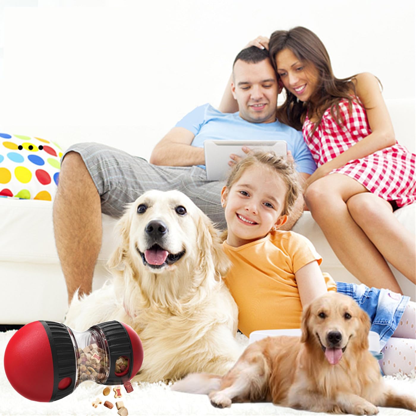 Giocattolo Intelligente per Cani, Dispositivo di Alimentazione Lenta, Giocattolo Interattivo per Cani, Dispenser di Cibo per Puzzle per Cani Piccoli, Medi e Grandi (Rosso)