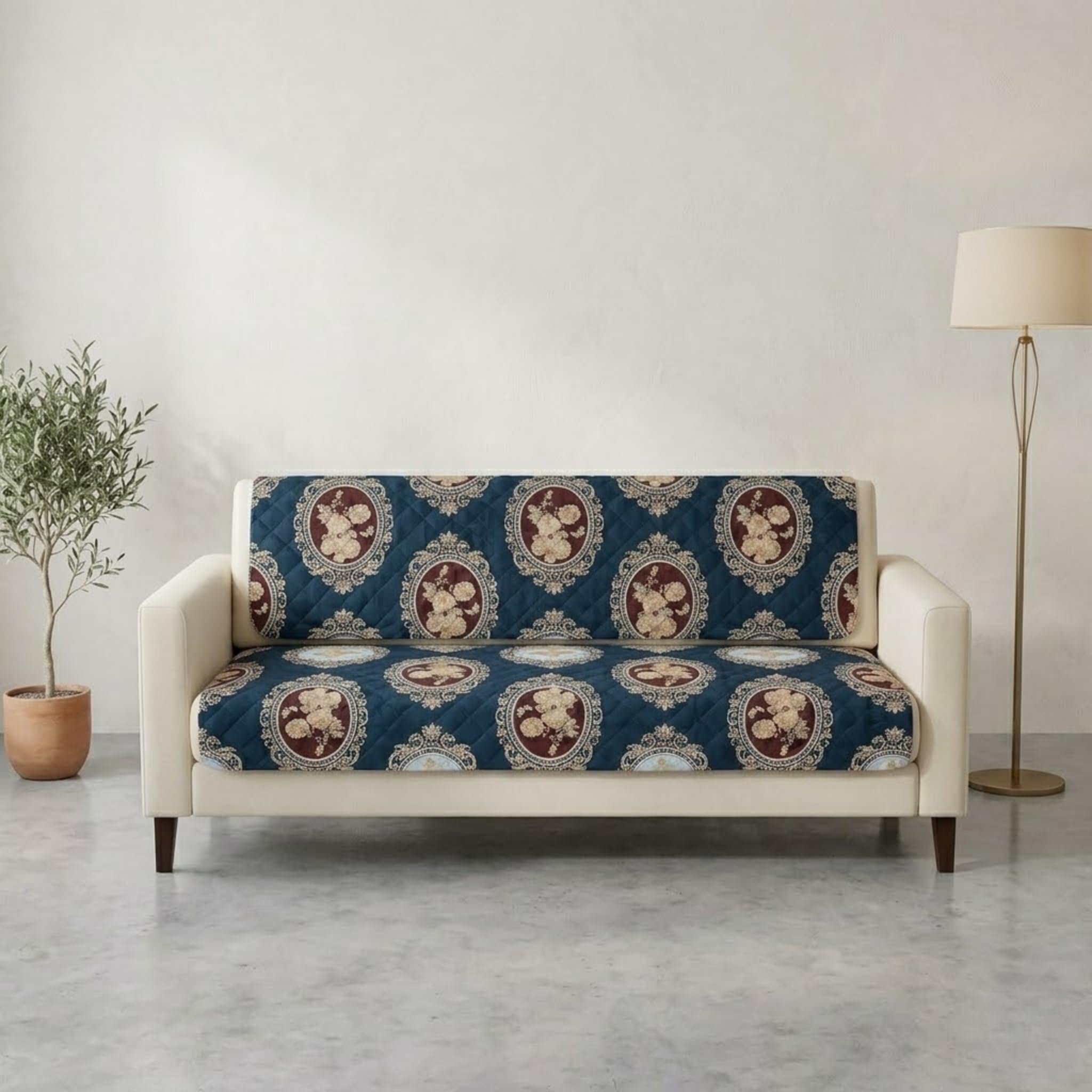 Velvet Quilted Sofa Cover Set - 5 Seater Protection -19 Velvet Quilted Sofa Cover Set - 5 Seater Protection -19