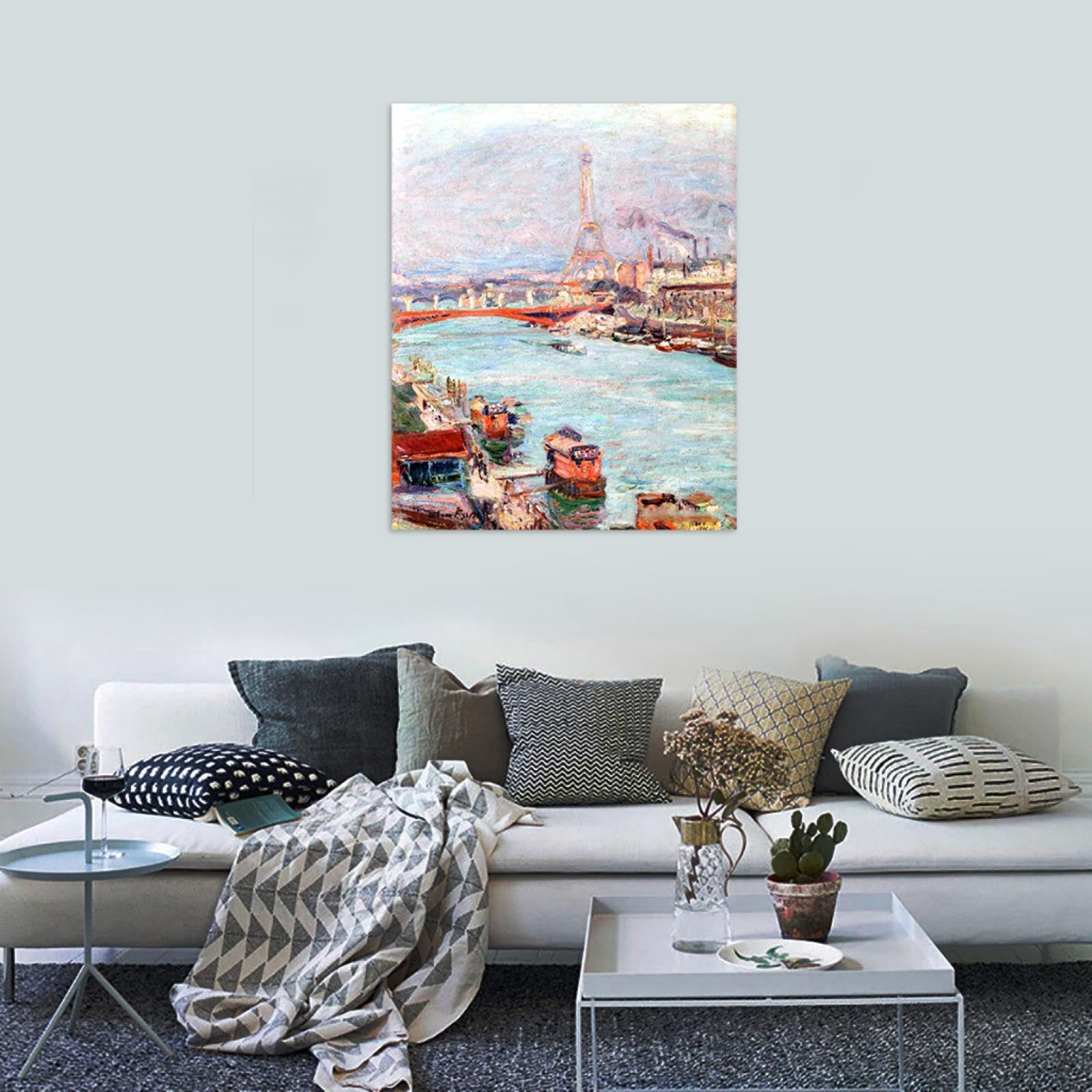 LXURY Stampe su Tela con Cornice in Legno-Torre giorno-Famose Riproduzioni di Quadri su Tela-Pittura Artistica Immagini Decorazione Casa Ufficio 70x90cm28x35inches Incorniciato