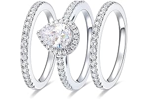 Tear Drop Eternity Wedding Band and Nuptial Jewelry Set