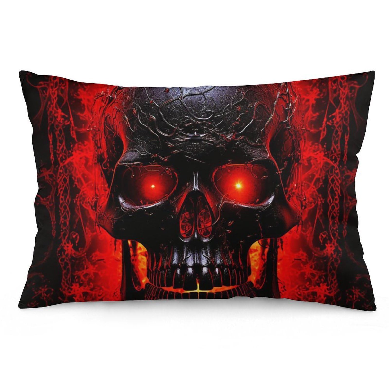 NTVOWPZO 2 Pack Decoration Throw Pillow Covers 20"x30" Pillowcases Covers Black and Red Skull Pillowcases Modern Farmhouse Home Decor Sofa Cushions Covers for Couch Bed Living Room