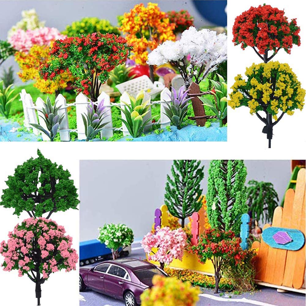 Yetaha 20 Stück Kirschblüten-Modellbäume – 6,5 Cm Höhe, HO/OO Maßstab, Für Modelleisenbahn & Dioramen
