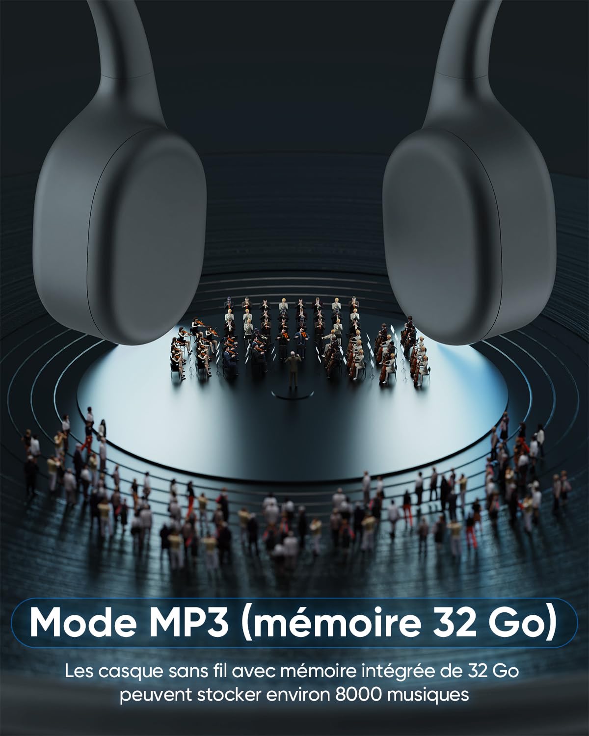 Guudsoud Casque Conduction Osseuse Bluetooth 5.4, Écouteurs de Natation pour Piscine, MP3 Intégré 32G Mémoire, Écouteurs de Course, Imperméables IP68, Écouteurs Sportifs à Oreilles Ouvertes pour