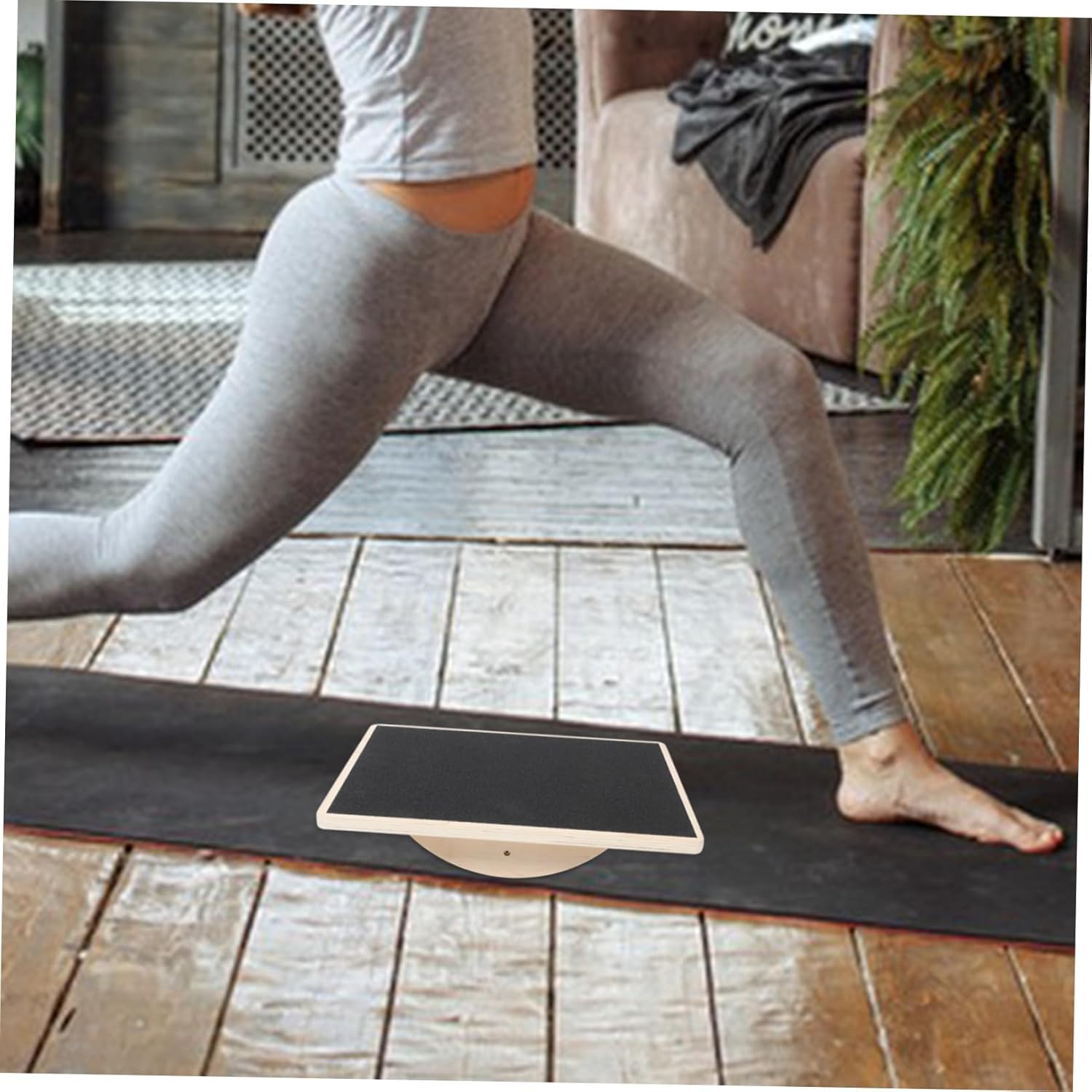 Generic Wooden Balance Training Board for Adults Rectangular Anti-slip Wobble Board Yoga Fitness Equipment for Enhanced Coordination Stability and Safe Home Workouts