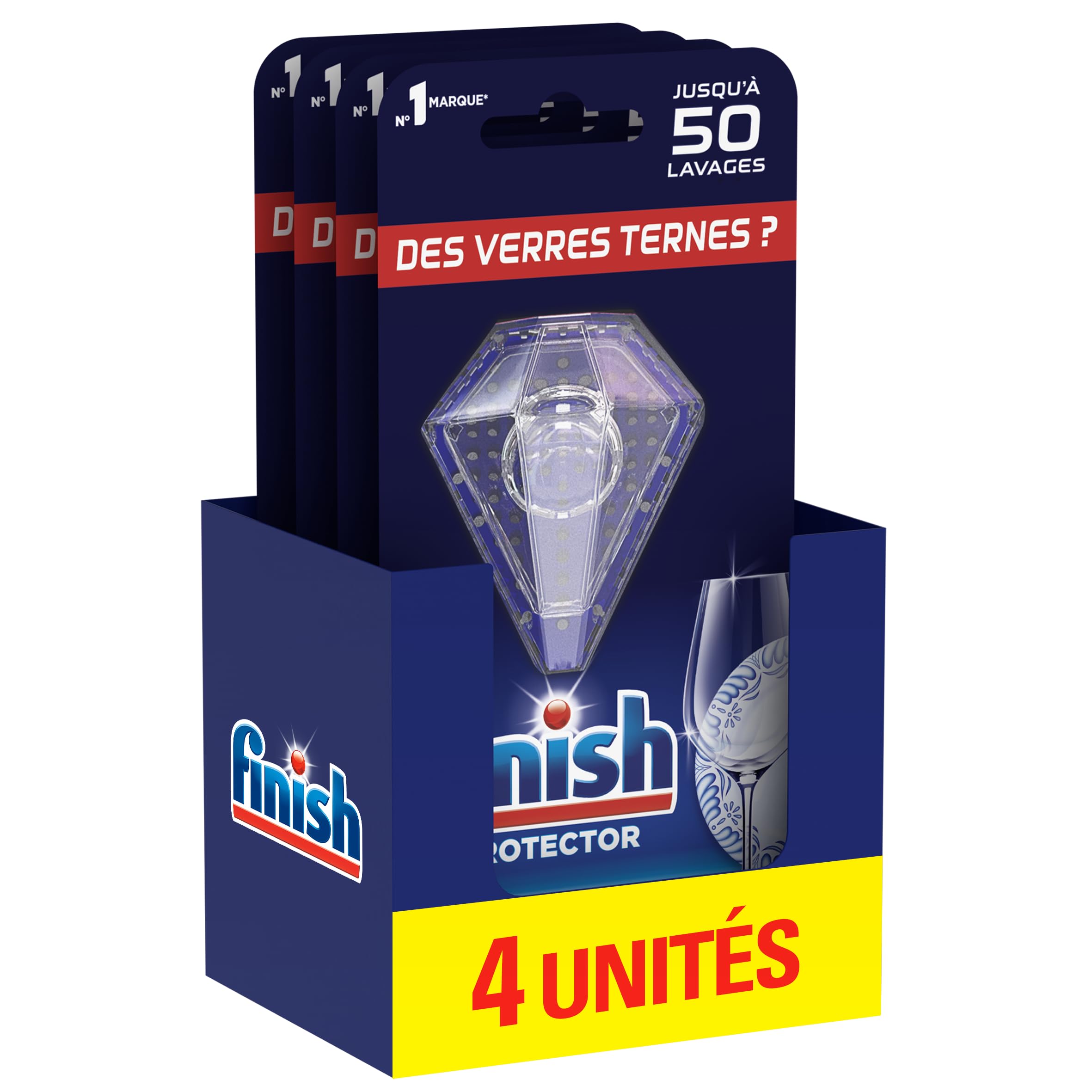 Finish Protector Produit Lave-vaisselle Protecteur des verres 200 lavages Lot de 4