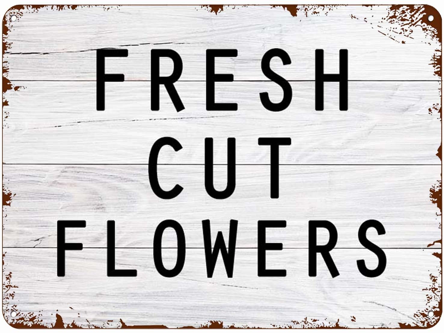 Kwqdozf As Pic Metal Signs Outdoor Fresh Cut Flowers Sign Retro Sign Office Bar Cafe Decor