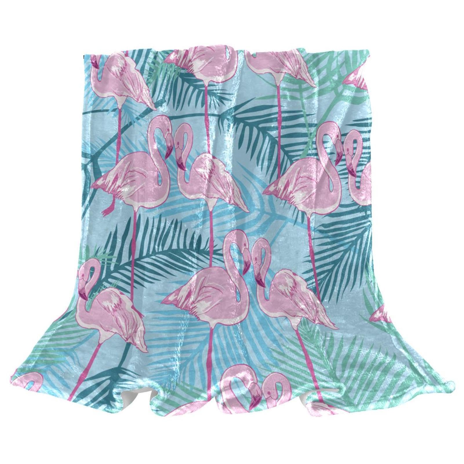 Plaid chaud et doux flamant rose 150x200 en polaire isolante