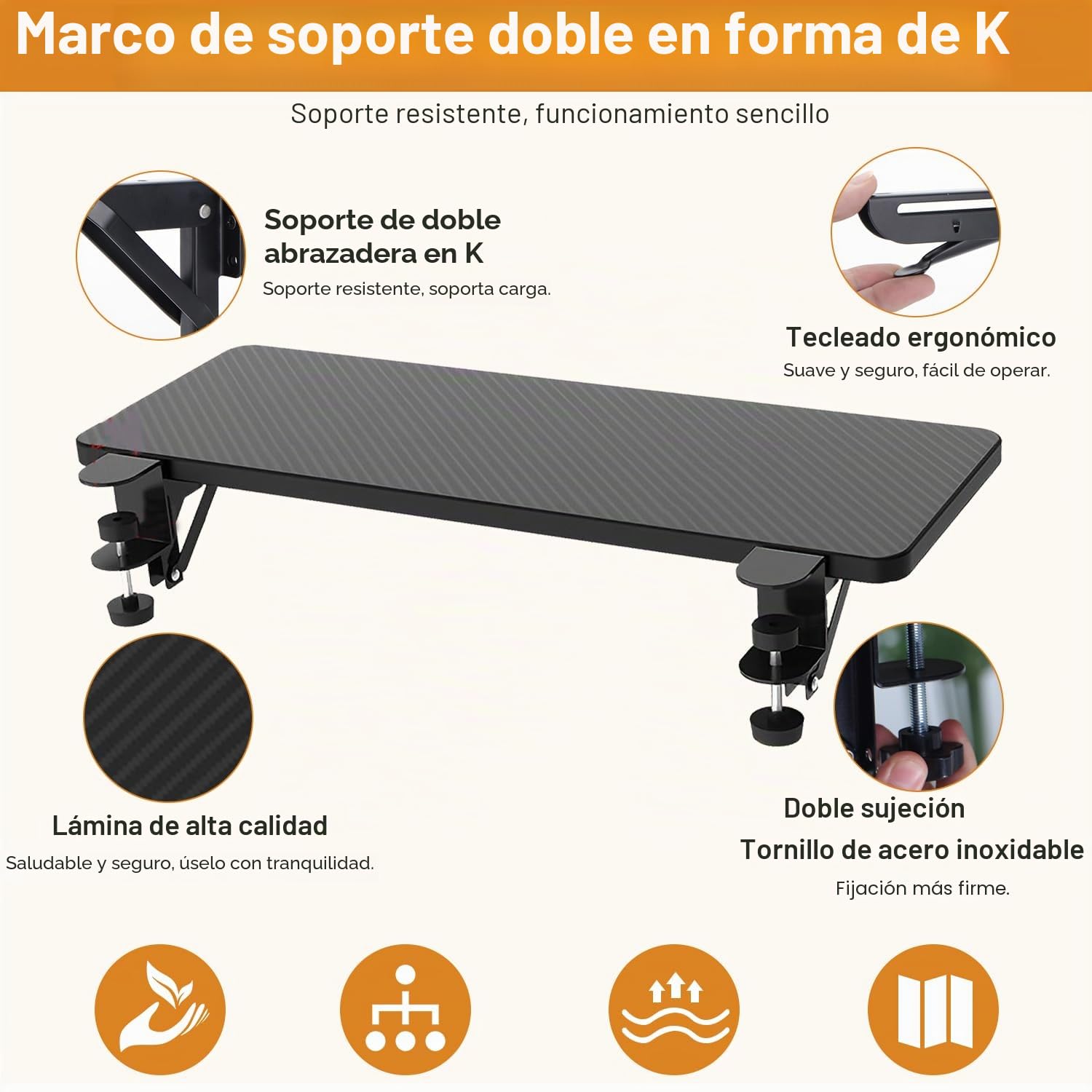 Bandeja De ExtensióN De Escritorio ErgonóMica Bandeja De Teclado Plegable De 90 Grados 55x24 Cm Brazo De ExtensióN De Escritorio Para Computadora Soporte Para Computadora PortáTil