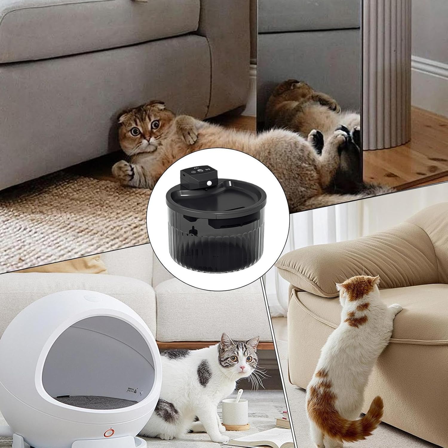 Water Fountains for Cats Indoor - 2L Kitten Drinker | Automatic Pet Water Dispenser - for Pet Parents Veterinarians Animal Shelters Farm Owners Garage Barn Patio Cattery Living Room
