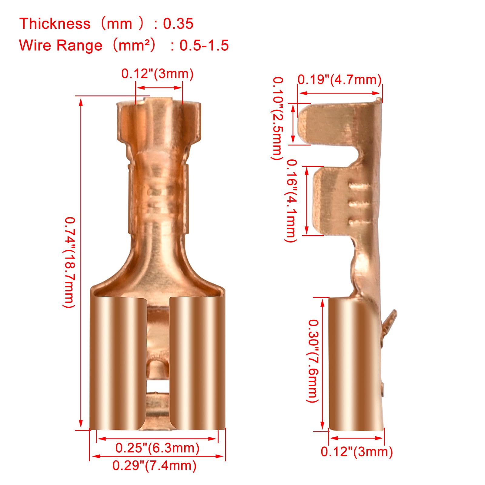 Dolity 50 Pezzi Terminali A Crimpare Connettore Da 6.3mm In - Foto 13