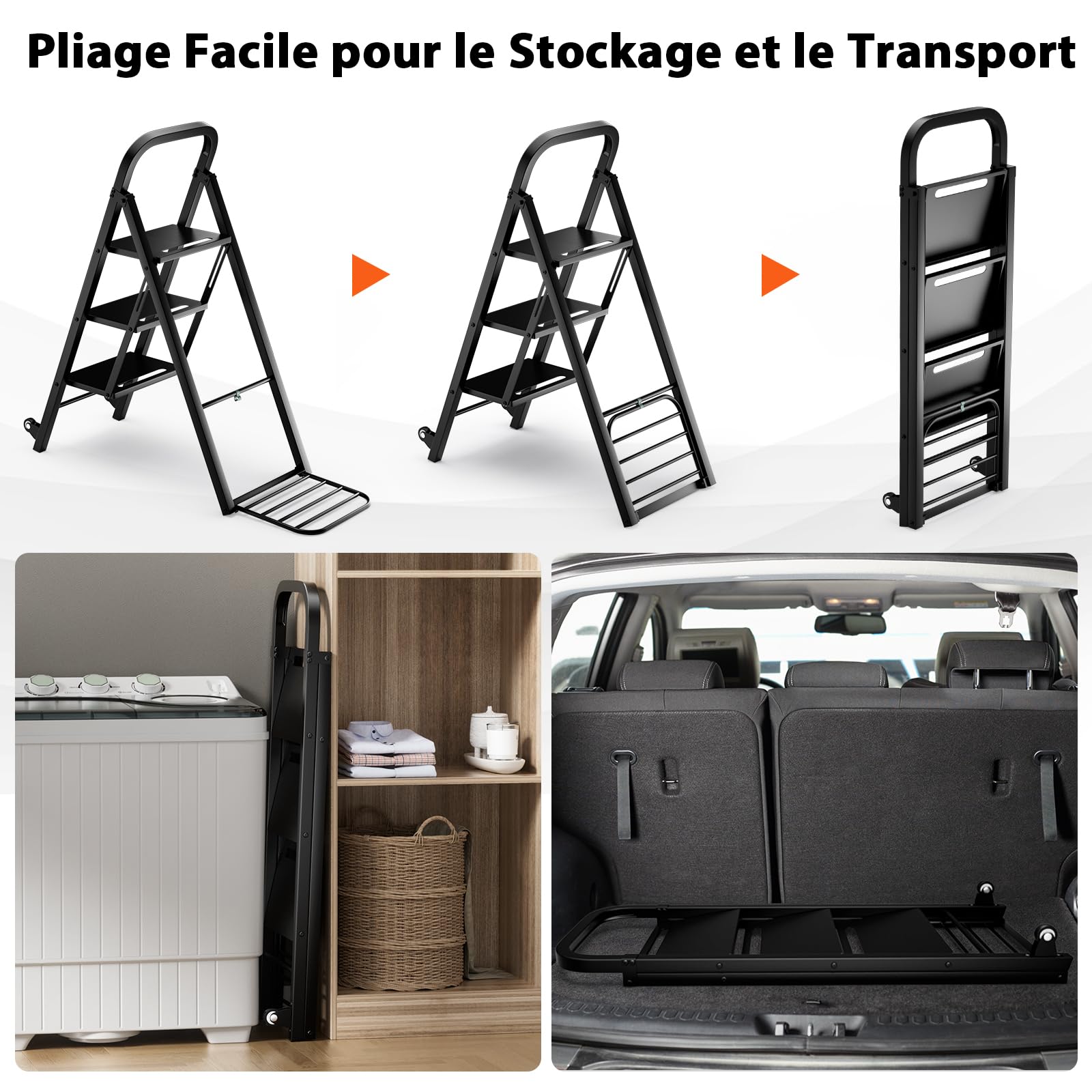 GYMAX Escabeau et Diable 2 en 1, Capacité 250 kg