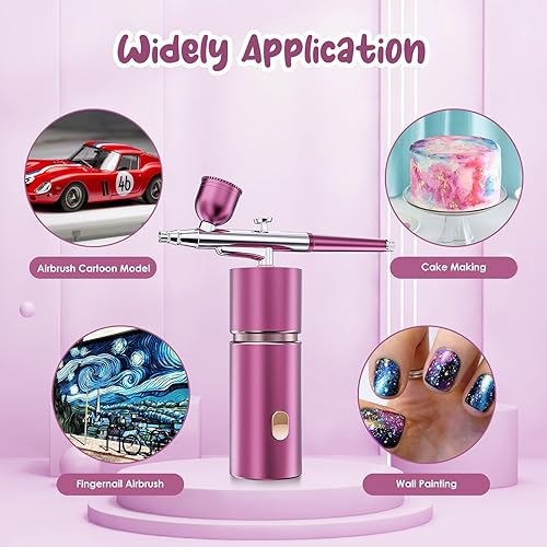 Miniatura 6 de Airbrush-Kit - Cepillo de aire inalámbrico de alta presión con compresor - Aerógrafo para uñas Mini recargable de mano aerógrafo máquina para