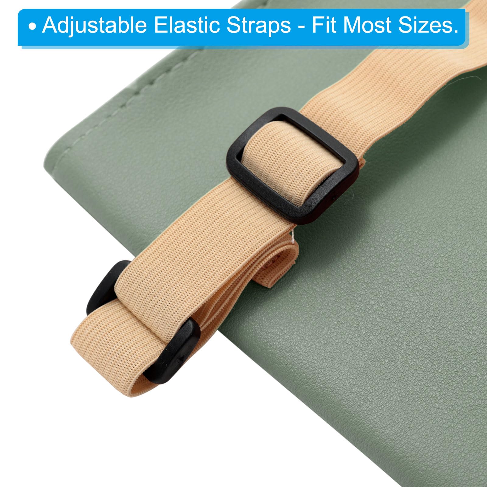 Auto Tuchhalter Aus PU-Leder – Beige, Mit Gummibändern Für Sonnenblende Oder Sitz (23,5 X 13 X 2 Cm)