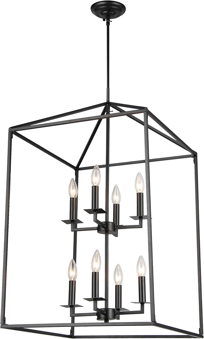 Cage Pendant Light Eight Lights Hall CandleStyle Chandelier Ceiling Light Fixture for Hallway