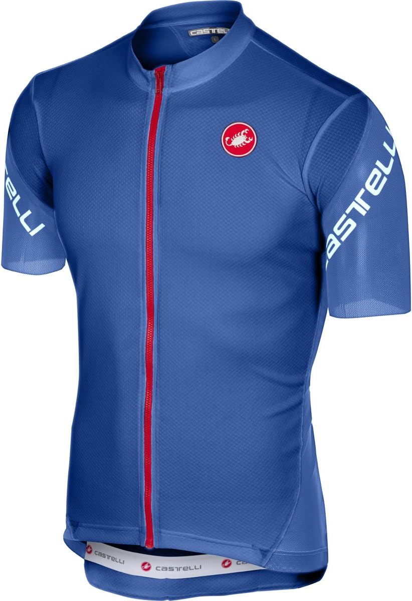Castelli Men's Entrata 3 Full Zip Bike Jersey (Surf Blue, Medium)