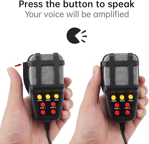 Miniatura 3 de Bocina de sirena de coche con sistema de altavoz PA de micrófono, 7 tonos fuertes de alarma de coche, sistema de altavoces de sirena de policía, 100