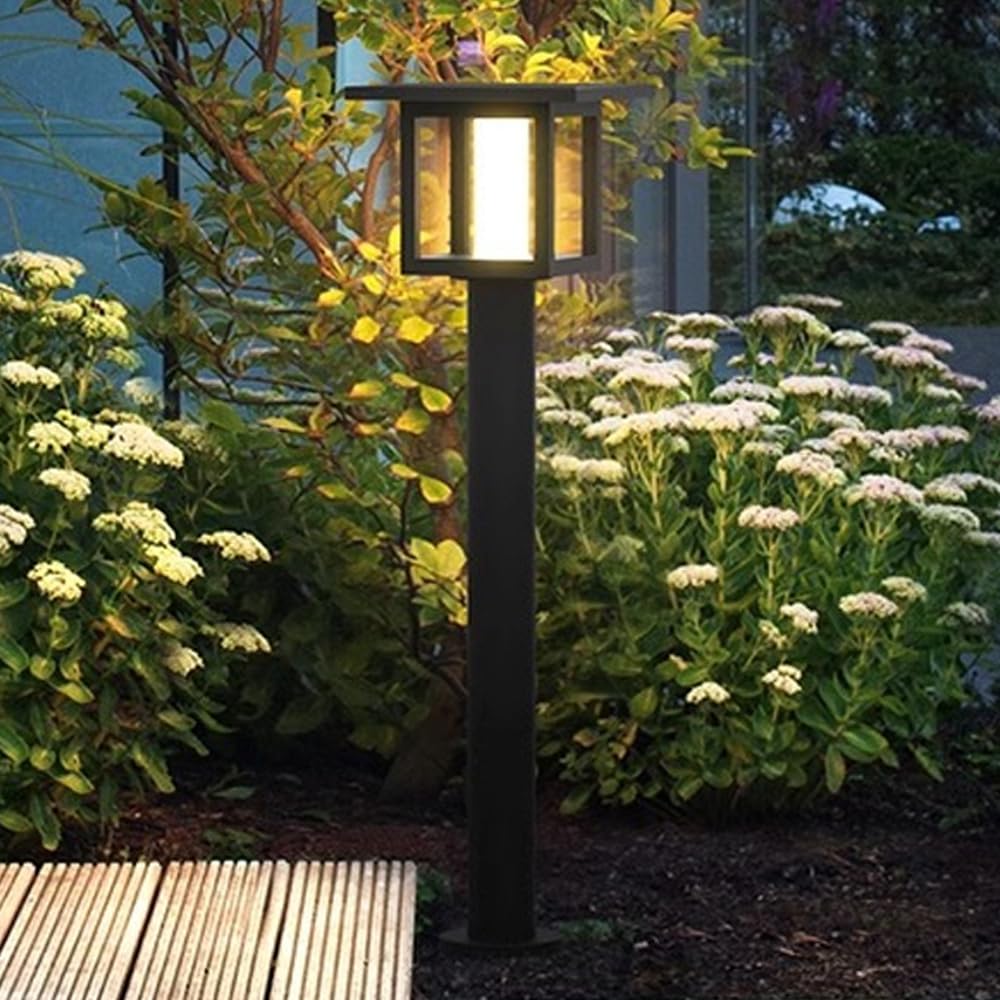 HELCEKOU Modern Landscape Lighting Stainless Steel Pathway Light Fixtures 5W LED Waterproof Bollard 31.5 in Garden Lawn Lamp for Yard Walkway Driveway