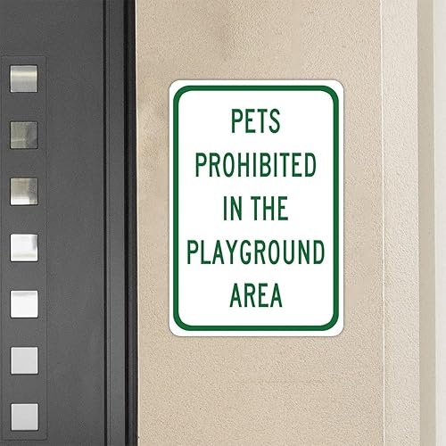 Miniatura 5 de Letrero de aluminio con texto en inglés "Pets Prohibited in The Playground" ("Pets Prohibited in the Playground") de aluminio para decoración de