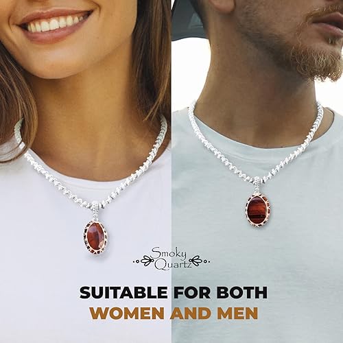 Vista 25 de Crystal Necklace with Stone Pendant - Amulet for Chakra Healing, Handmade Unisex Jewelry with Gift Bag, Handmade White Macrame Cord, Natural