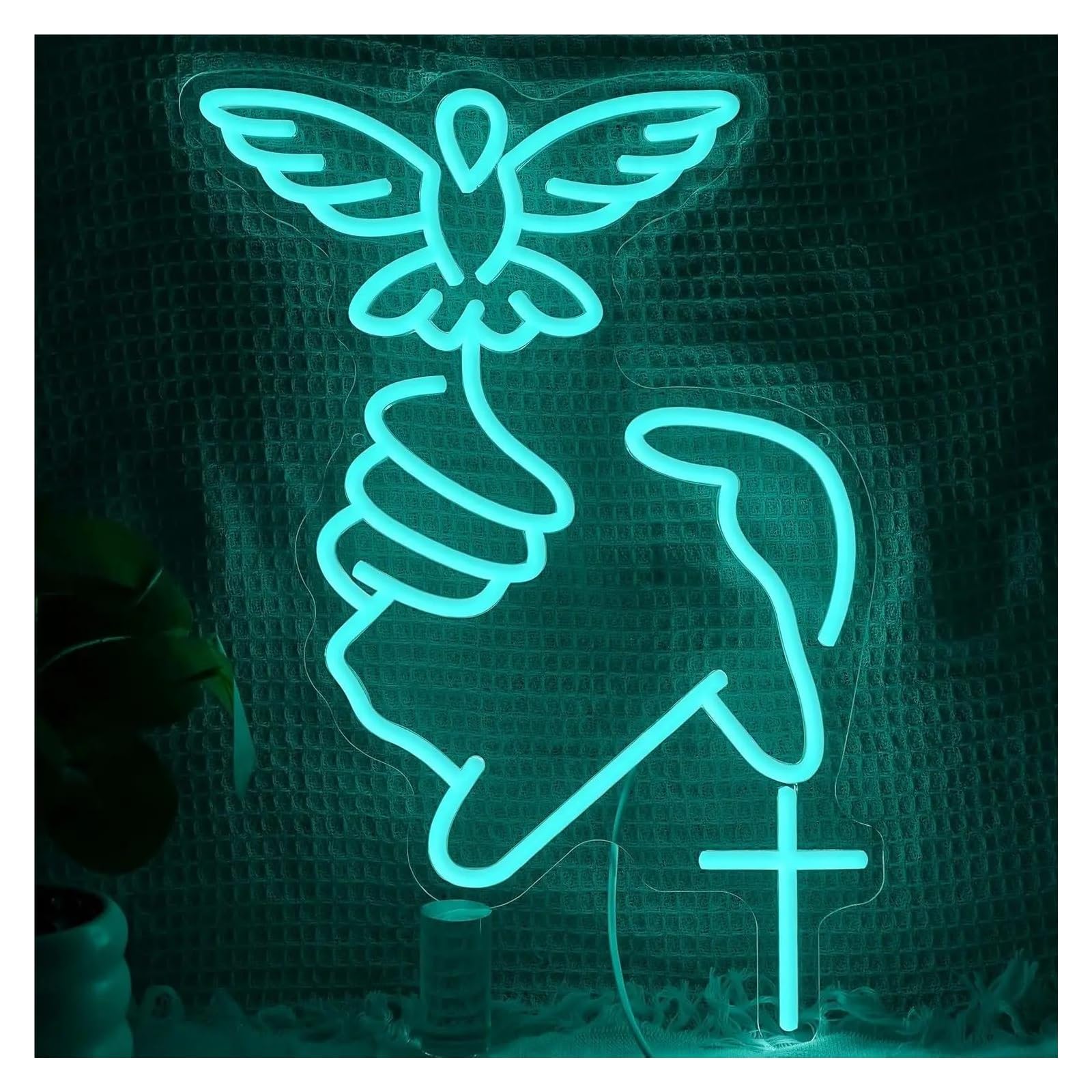 Xenite One Color Hanging Art Neon Signs Peace Dove Neon Sign Christian Jesus Led Light Dimmable Usb Powered For Prayer Room Religious Easter Bedroom Decor 38Cmx29cm