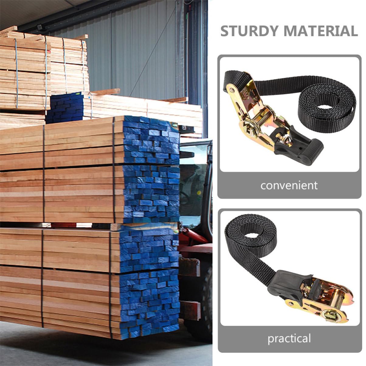 3pièces Sangle à Cliquet Robuste pour Transport Sécurisé De Marchandises Sangles De Fixation Ajustables pour Camions Et Usage Domestique