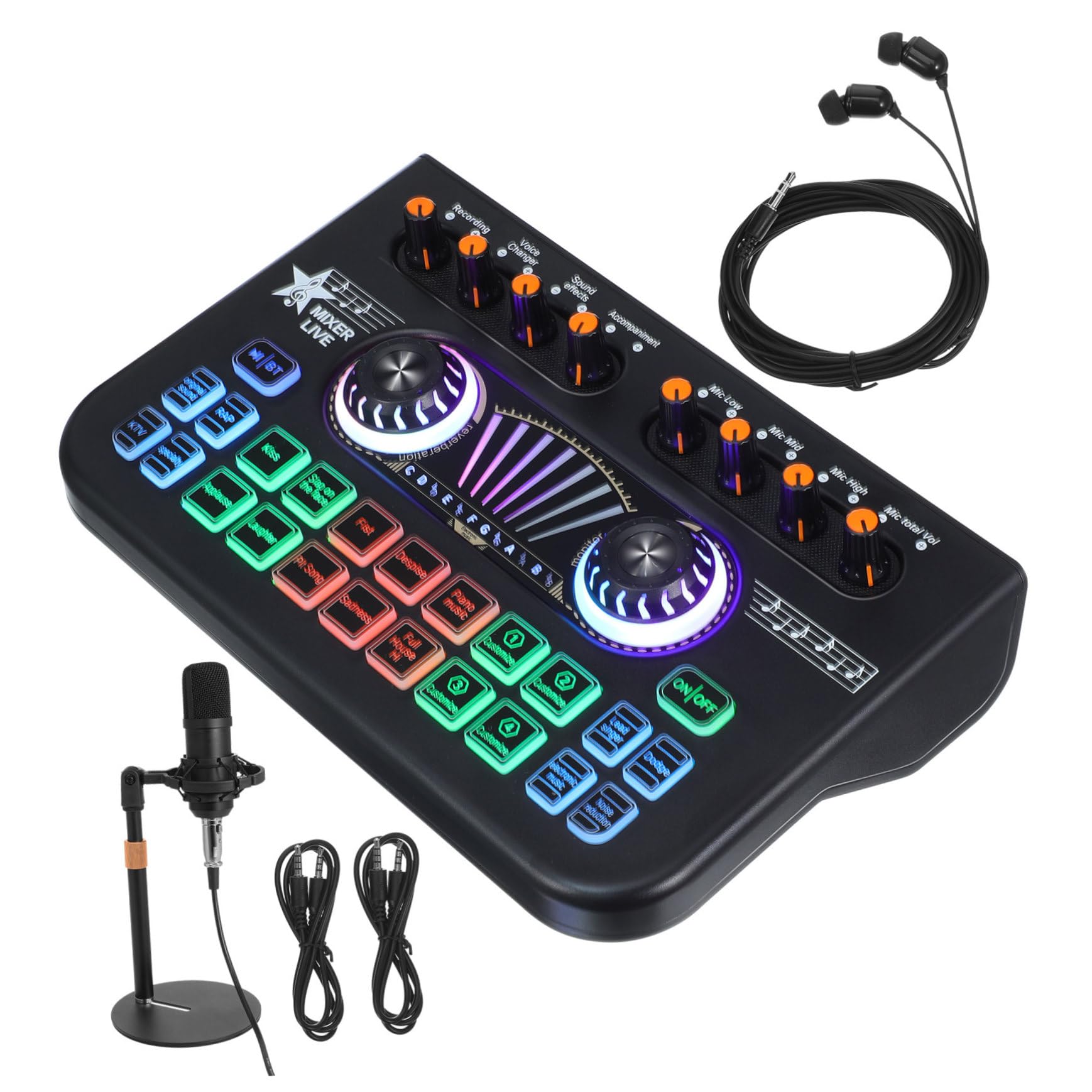 Angoily Mikser Muzyczny Dla Dzieci Mikser Audio Gitara Stereo Karta Dźwiękowa Do Transmisji Na Żywo Gry Zmieniacz Głosu