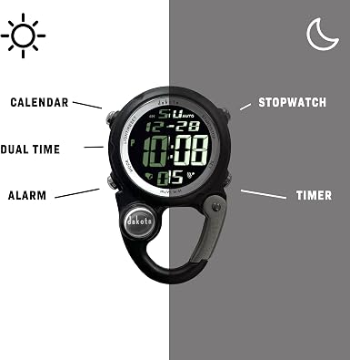 Dakota Digital Clip Pocket Watch with Alarm & Dual Time