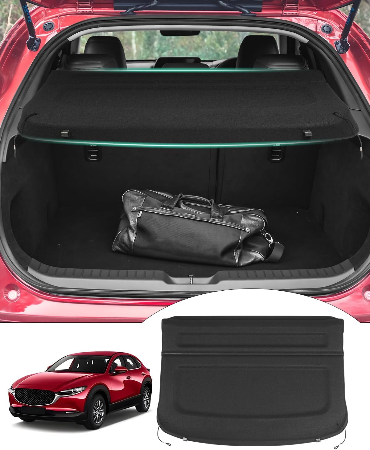 Powerty Cargo Cover for 2020-2025 2026 Mazda CX-30 CX30 Trunk Cover Trunk Shielding Shade for CX30 Accessories Luggage Cover No Gap(Can Withstand The Load)