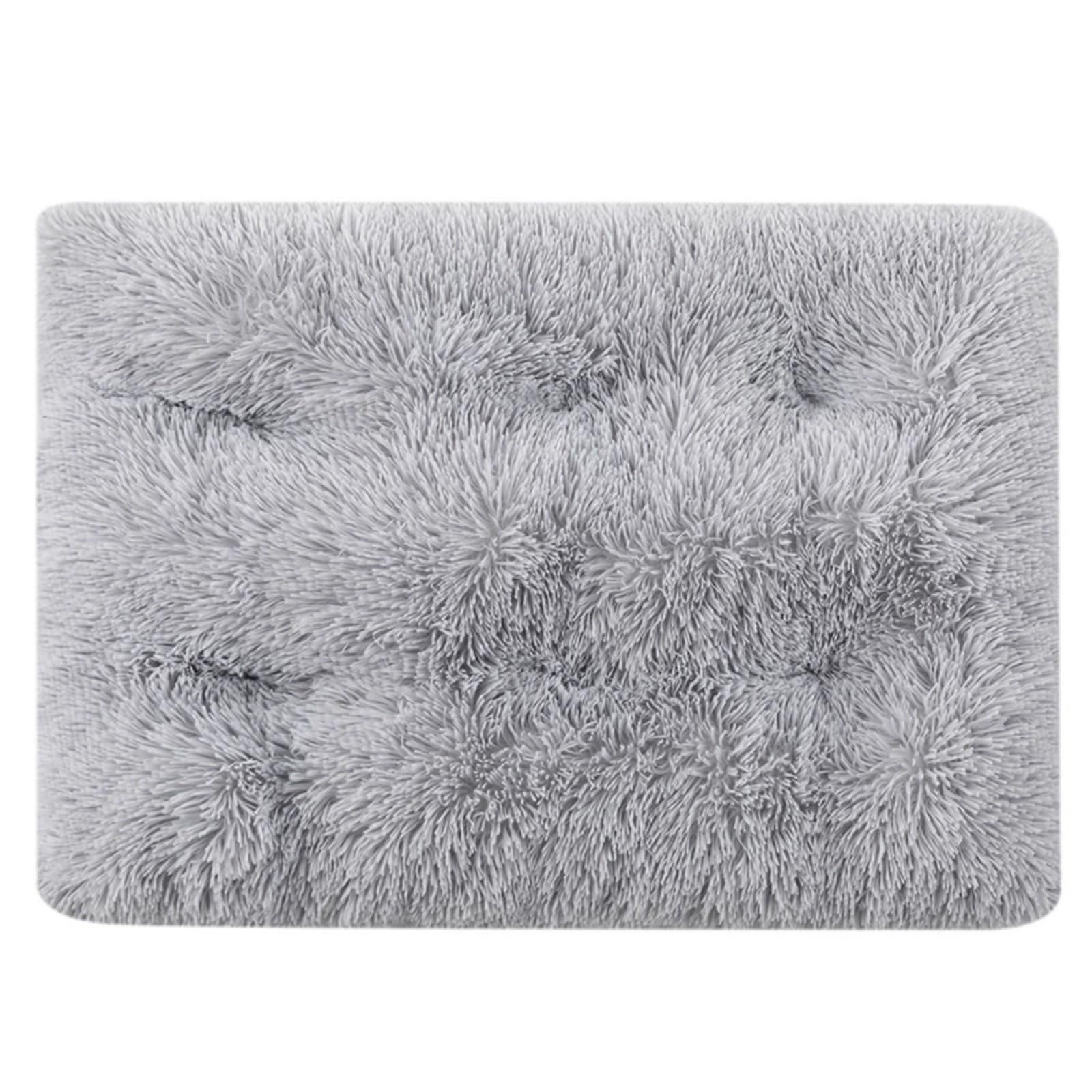 Mateju Plush Pet Bed Rectangle, Fluffy Pet Cushion Thick Warm Soft Plush Dog Cat Bed for Indoor Calming Puppy Kitten Petbed with Non Slip Bottom for Small Medium (Light Gray,XS 45x30cm)