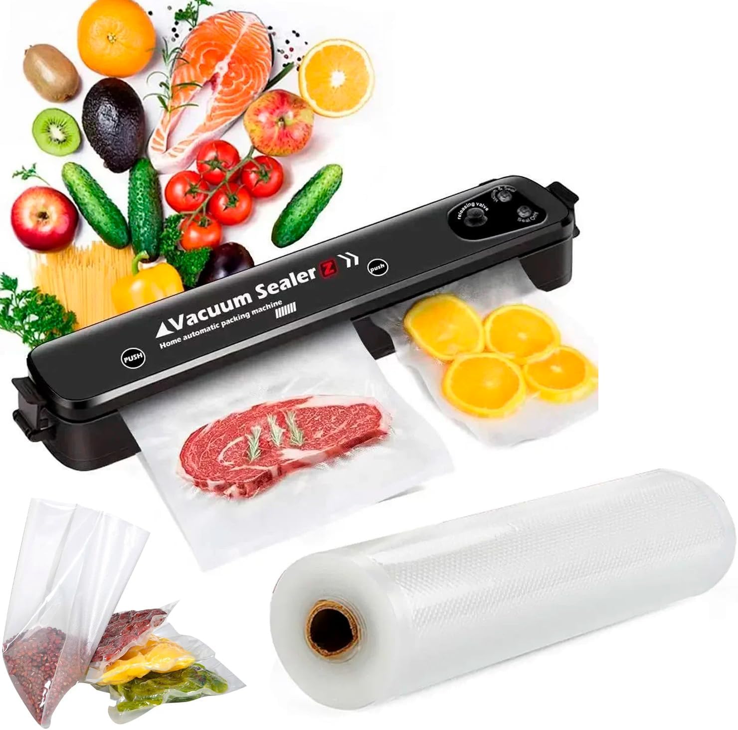 Seladora de Embalagem a Vácuo Portátil para Alimentos Bivolt com Saco ...
