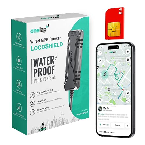 Onelap LocoShield™ 2026 Waterproof GPS (4G SIM + Remote Engine Lock Compatible) - IP67 Wired GPS Tracker for Bike, Car etc | Bike Wash Protect | Plug & Play | Engine On/Off Alerts