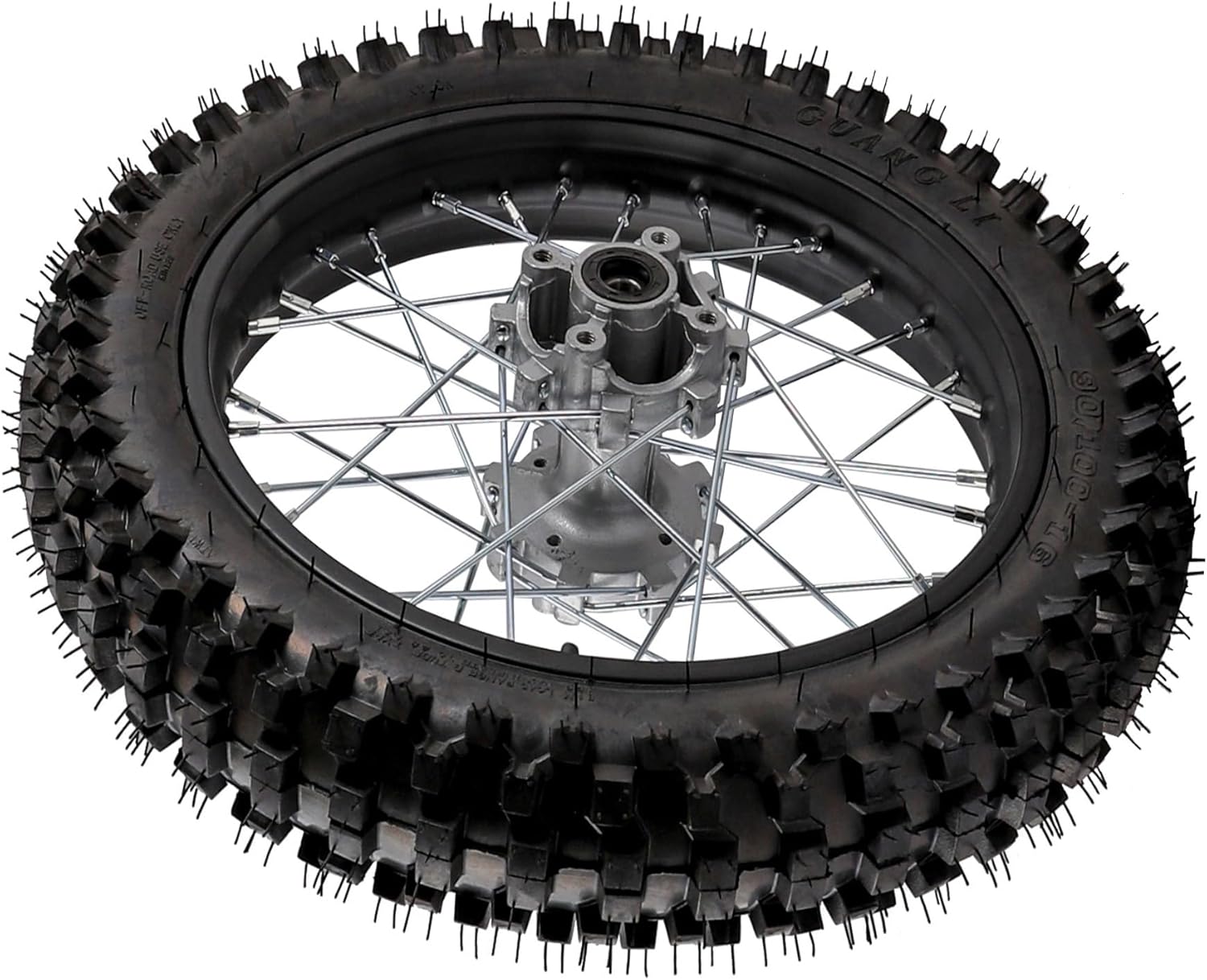 90/100-16 Rear Wheel Tire, 16 Inch Rear Wheel Rim Tire Assembly W/Bearing Replacement Dirt Bikes Tires Parts, Suitable For 110CC 125CC 140CC 150CC Dirt Bike KX100 CRF150 XR100