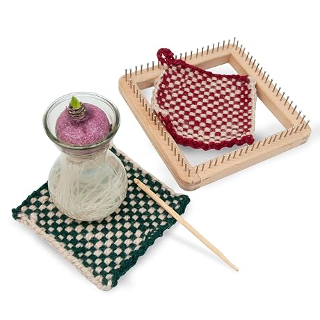 FOSA Wooden Knitting, Hand Craft, Knitting Board Tool, for DIY Weaving Beginners Adults and Children (20 * 20cm)