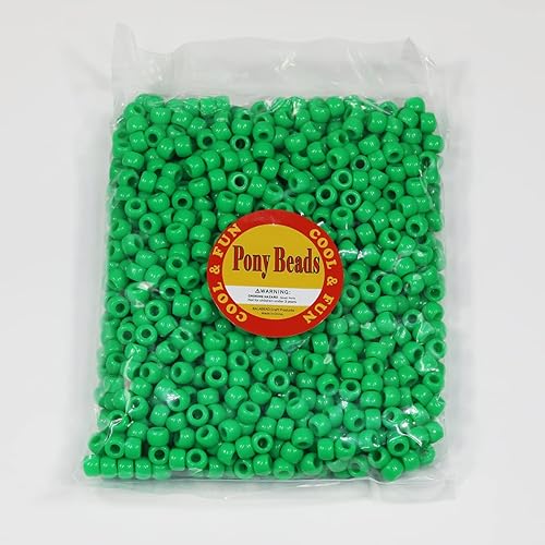 Vista 3 de Bala&Fillic Cuentas de pony verdes de 0.236x0.354 in con superficie lisa, 1000 cuentas de artesanía de color crayón (verde)