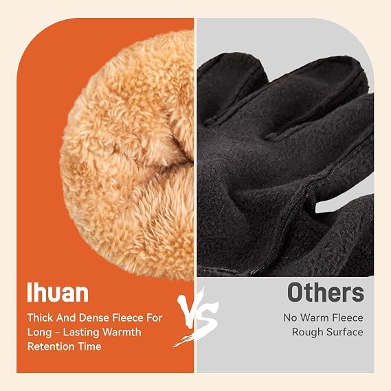 ihuan Winter Gloves for Men Women, Waterproof Warm Ski Snow Gloves Cold Weather, Thermal Touchscreen Skiing, Snowboarding, Motorcycle Running Driving Hiking Cycling Stocking Stuffers