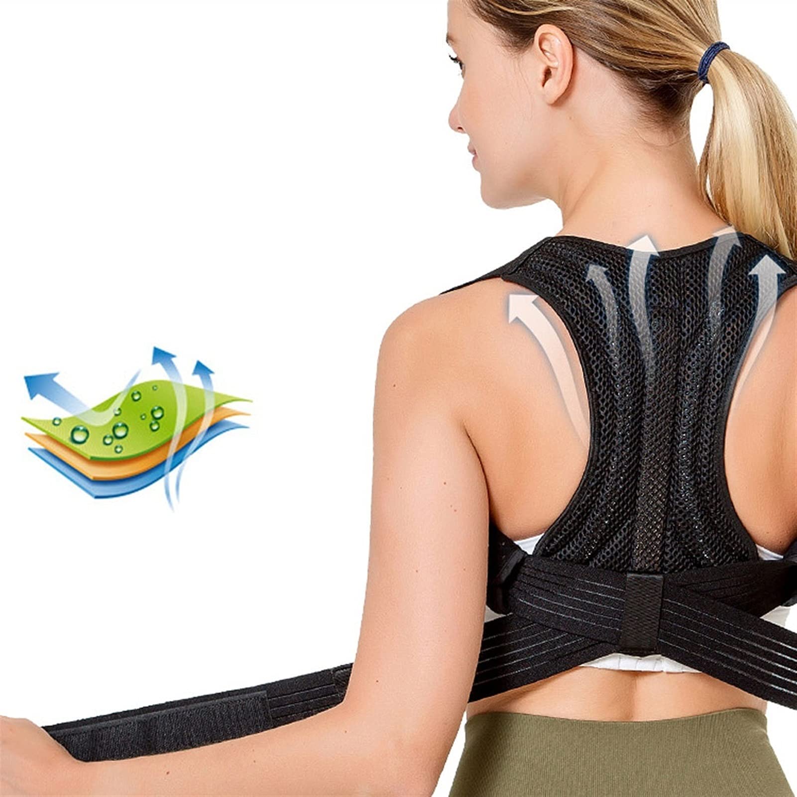 Postura de Espalda para Mujeres y Hombres, cinturón de Soporte Lumbar para Soporte de Espalda Superior e Inferior, Soporte de Columna para la Cintura del Hombro Trasero