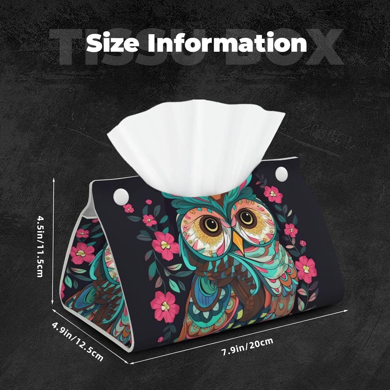 Tissue Box Cover Leather Tissue Box Holder Rectangular Facial Tissue Holder for Bathroom Modern Decorative Tissue Box Organizer Anime Owl Car Tissue Holder for Home Office image 5