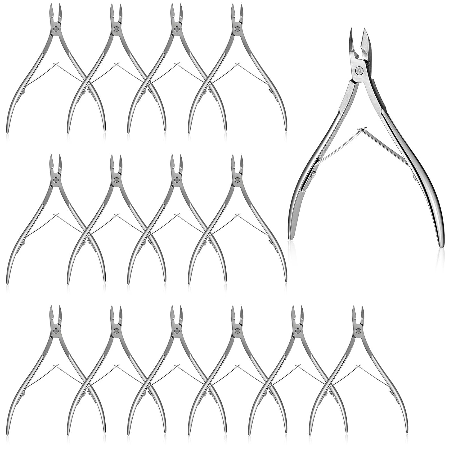 15 Packs Professional Cuticle Trimmer Stainless Steel Cuticle Nippers, Sharp Pointed Blade Dead Skin Cutter Clipper Remover Scissors Pedicure Manicure Tools for Fingernails Toenails Care