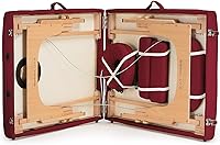 Vista 6 de Saloniture - Mesa de masaje plegable portátil profesional con estuche de transporte, color borgoña