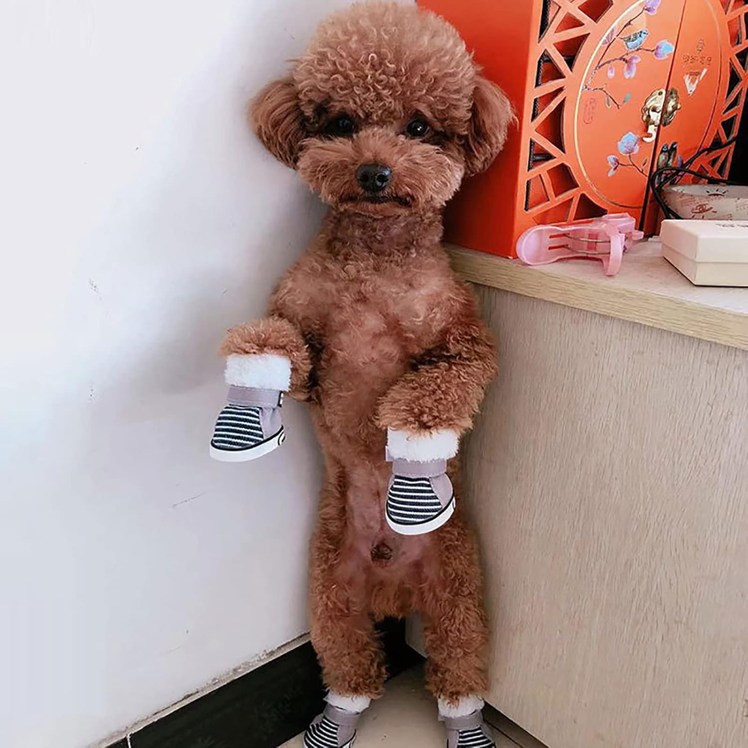 Dog Boots Rugged Sole Dog Shoes Dog Booties Breathable Dog Walking Shoes for Small Medium Dogs Outdoor Dog Boots Winter Dog Shoes