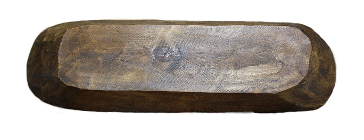 WD- Rustic Carved Wooden Dough Bowls Primitive Wood Trencher Tray Home Decor 18-22