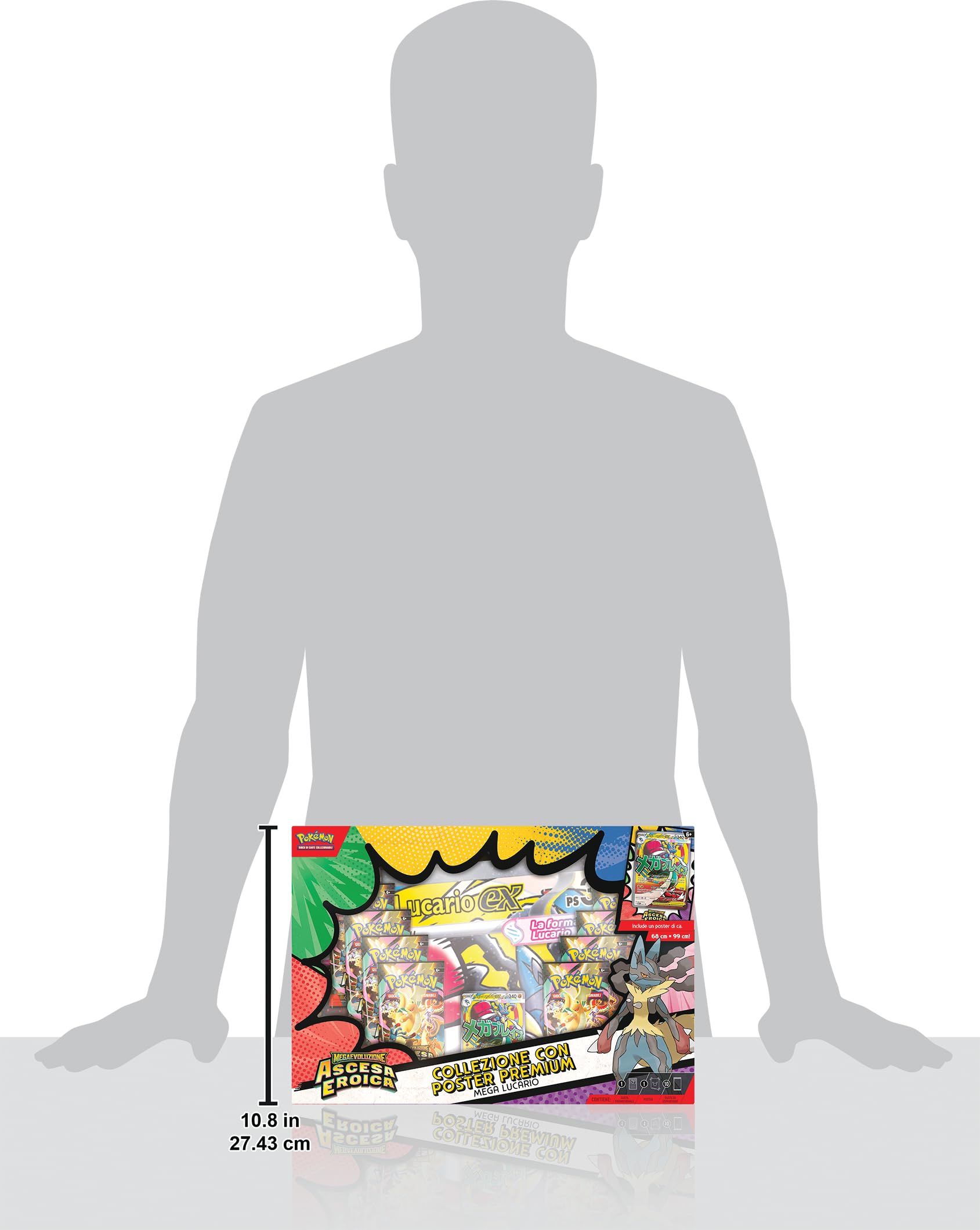 Pokémon: Mega Lucario Expansion Expansion MegaEvolution Collection - Heroiczne powstanie GCC Pokémon (holograficzna karta promocyjna, plakat dwustronny i 10 rozszerzeń)