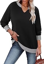 StunShow Women Sweatshirts Long Sleeve Shirts V Neck Casual Cute Loose Fit Lightweight Pullover Tops