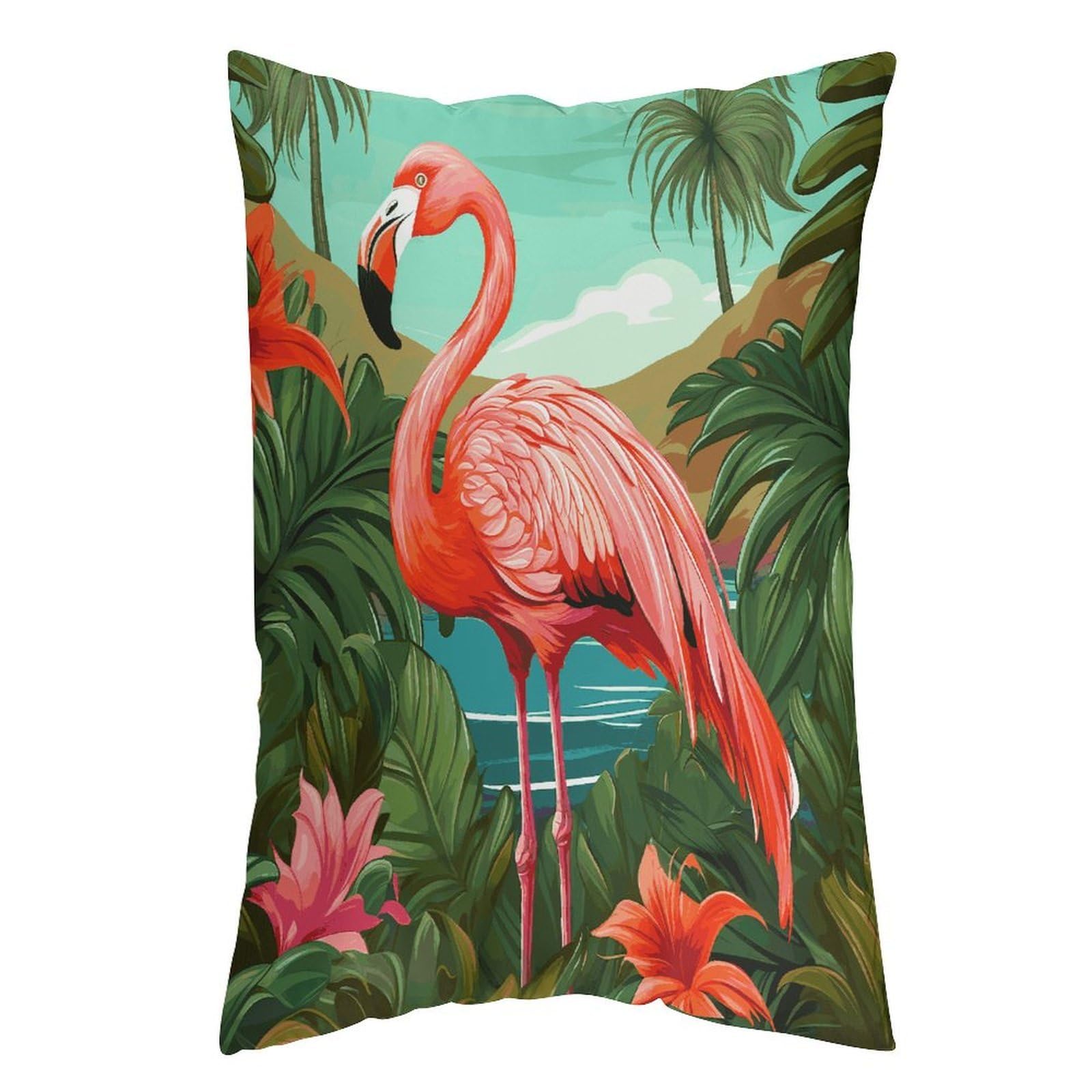 LDGSUPH Tropical Flamingo Pillow Cases Soft Pillowcase with Invisible Zipper Wrinkle Resistant Pillow Covers Breathable Removable Pillow Protector for Bed Sofa Car 12 "x20